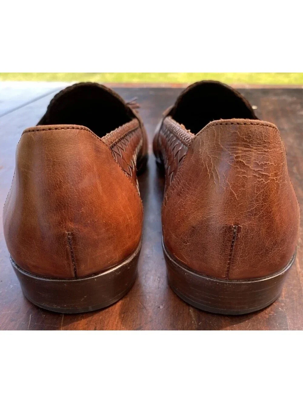 Bragano By Cole Haan Mens Loafers Size 10.5 Brown Woven Italian Leather Tassle